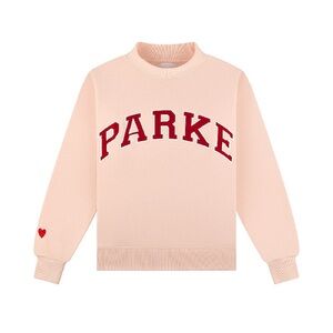 Parke Women's Pink Mockneck Sweatshirt with Heart Accent